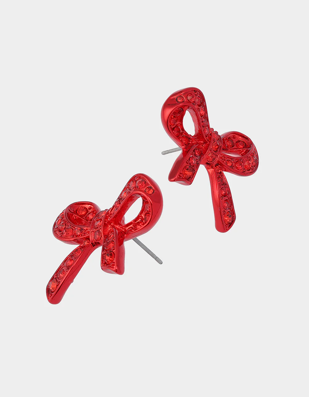 BOW STUD EARRINGS RED - Image 3