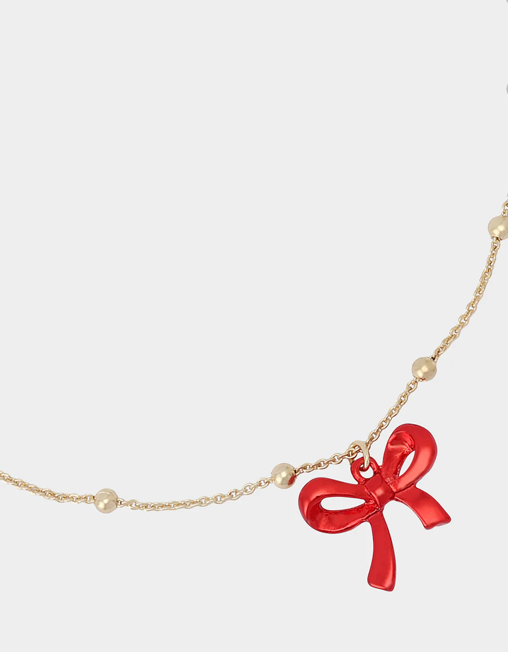 PEARL BOW NECKLACE SET RED - Image 3