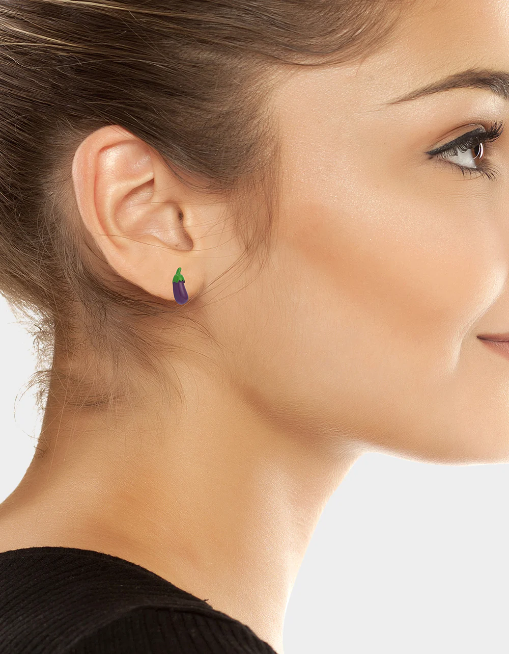 EGGPLANT STUD EARRINGS PURPLE - Image 3