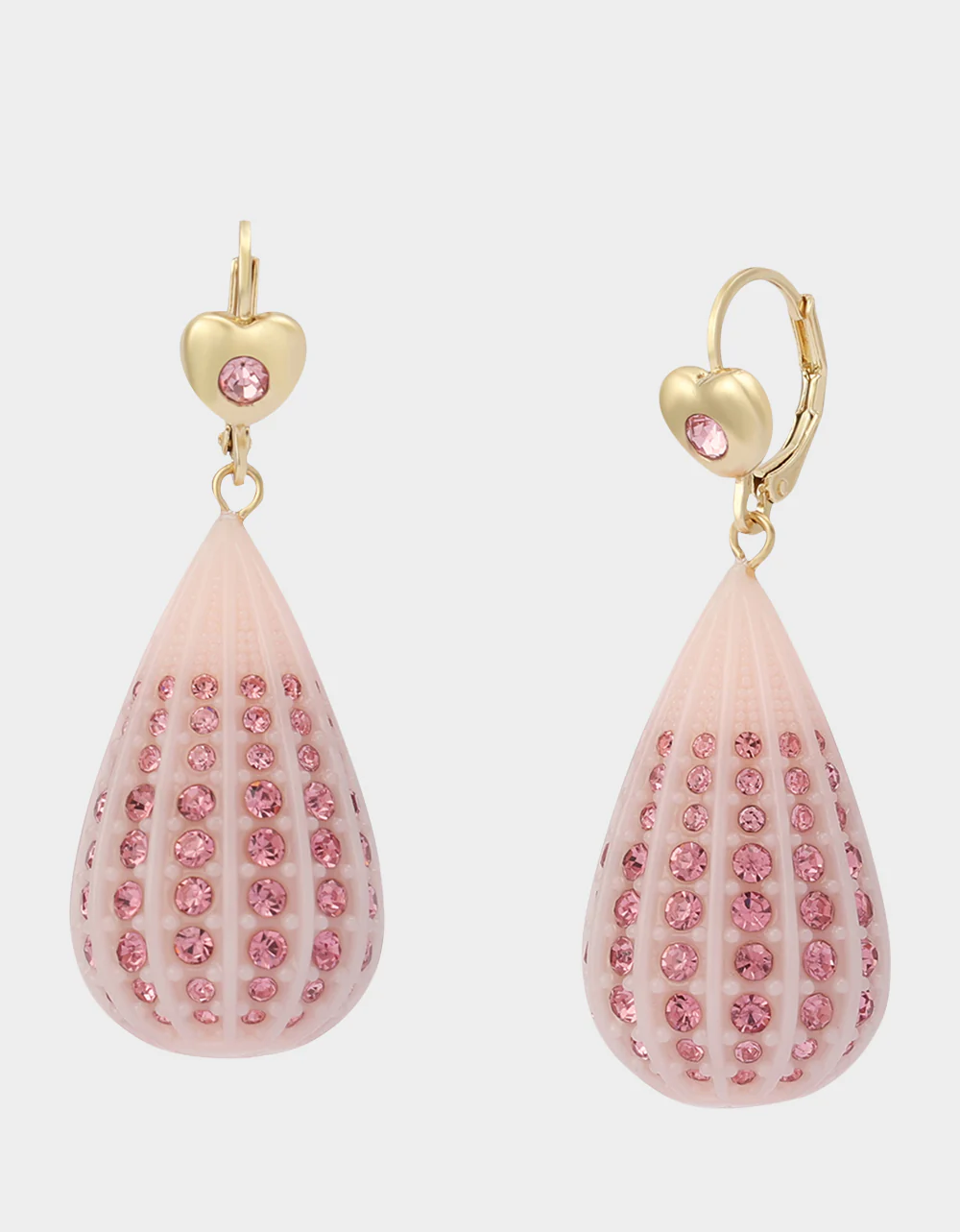 CRYSTAL TEAR LEVER EARRINGS PINK