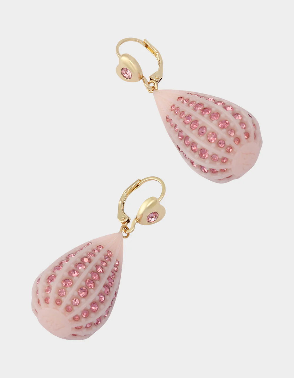 CRYSTAL TEAR LEVER EARRINGS PINK - Image 2