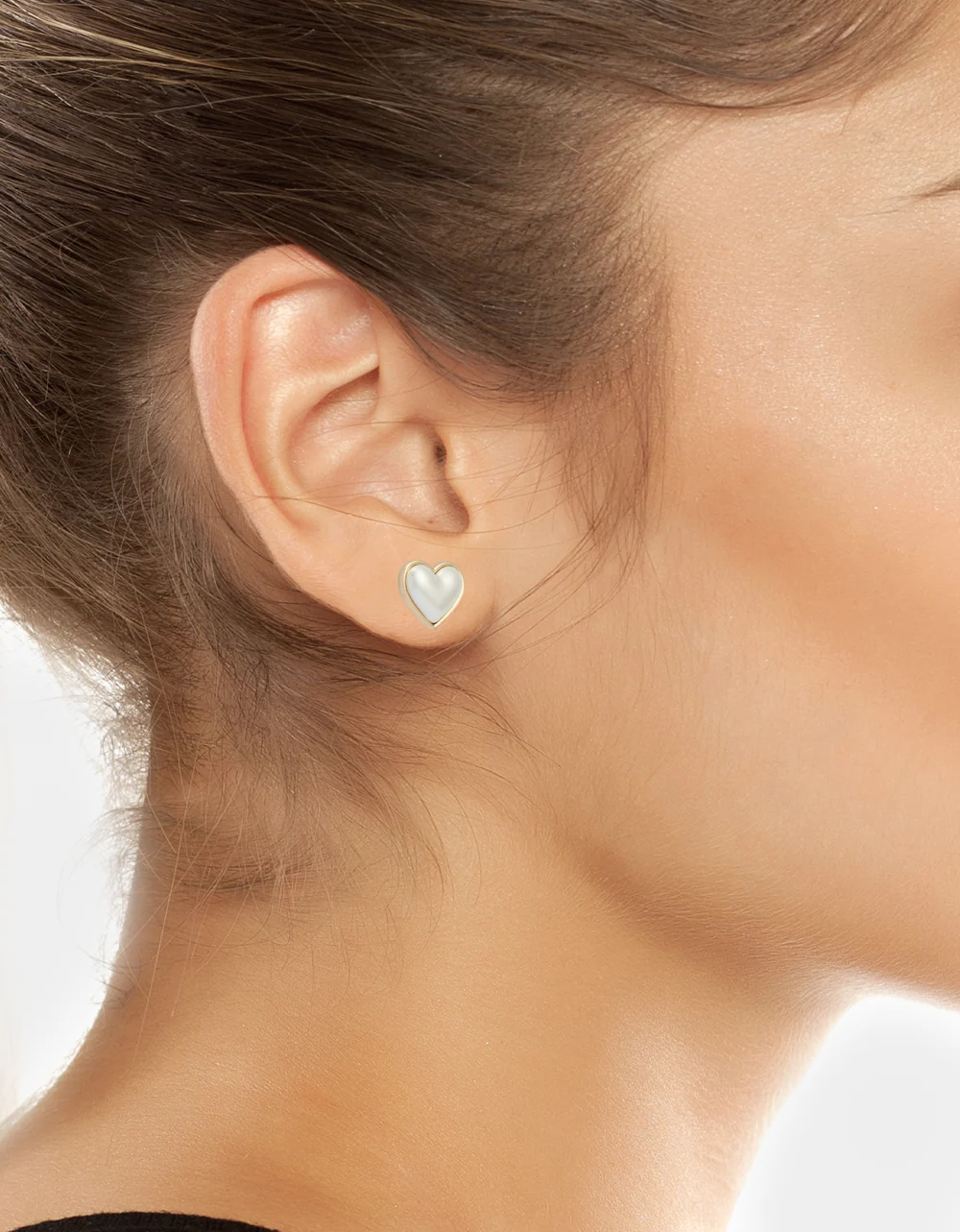HEART STUD EARRINGS PEARL - Image 3