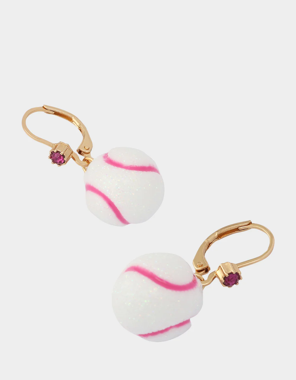 BASEBALL LEVER BACK EARRINGS WHITE - Image 2