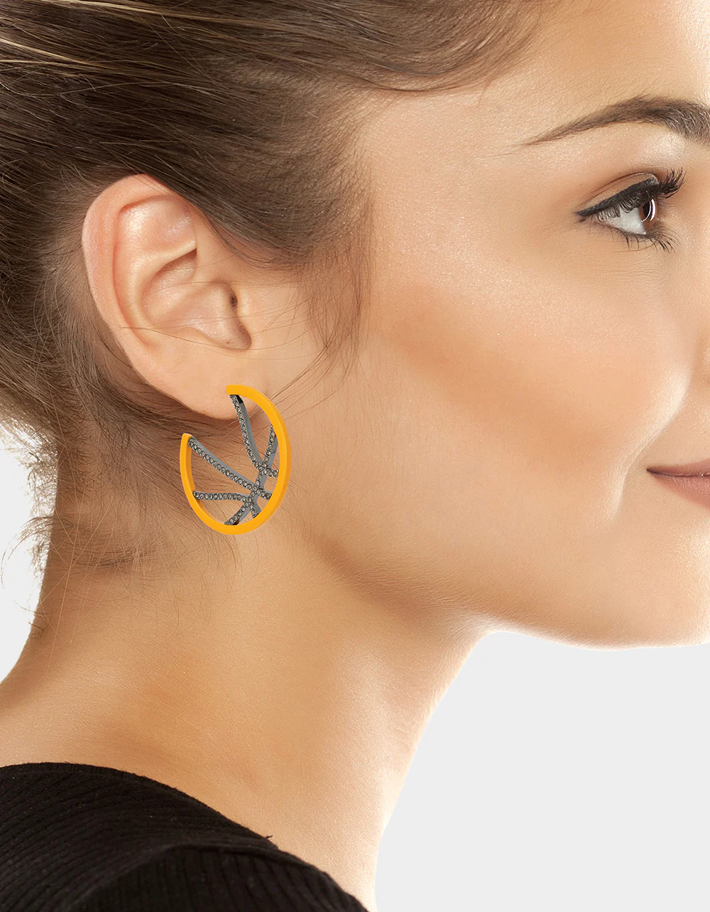 BASKETBALL HOOP EARRINGS ORANGE - Image 4