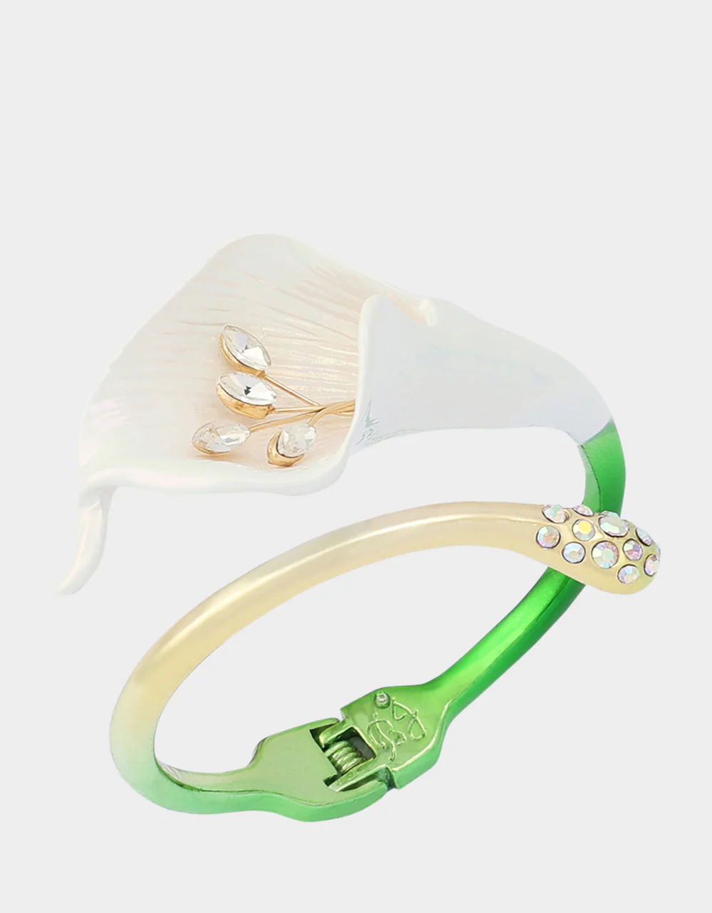 CALLA LILY BYPASS BANGLE BRACELET GREEN - Image 4