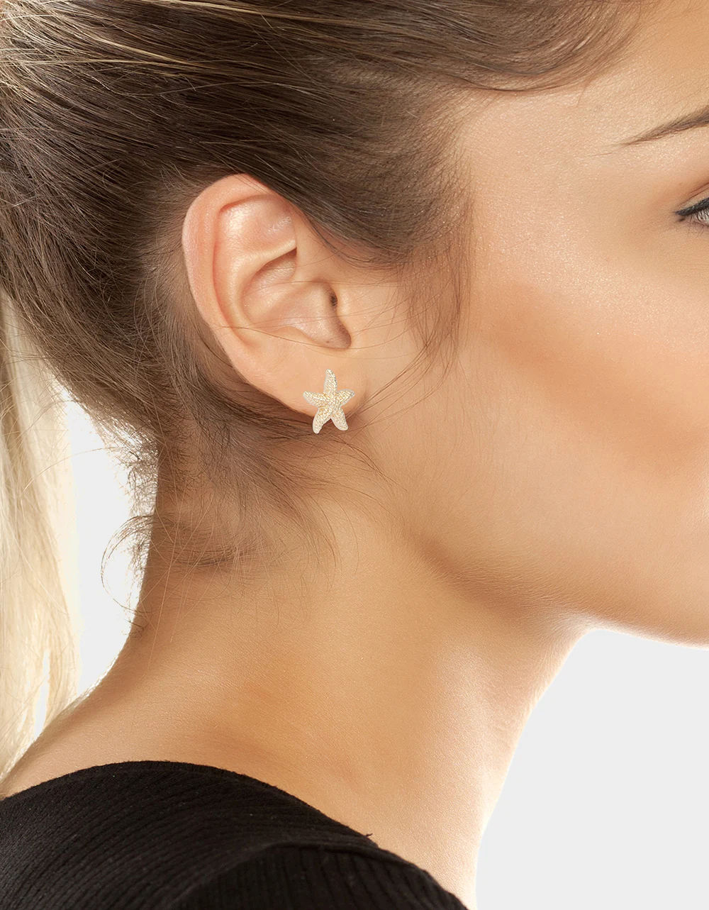 STARFISH STUD EARRINGS GOLD - Image 3