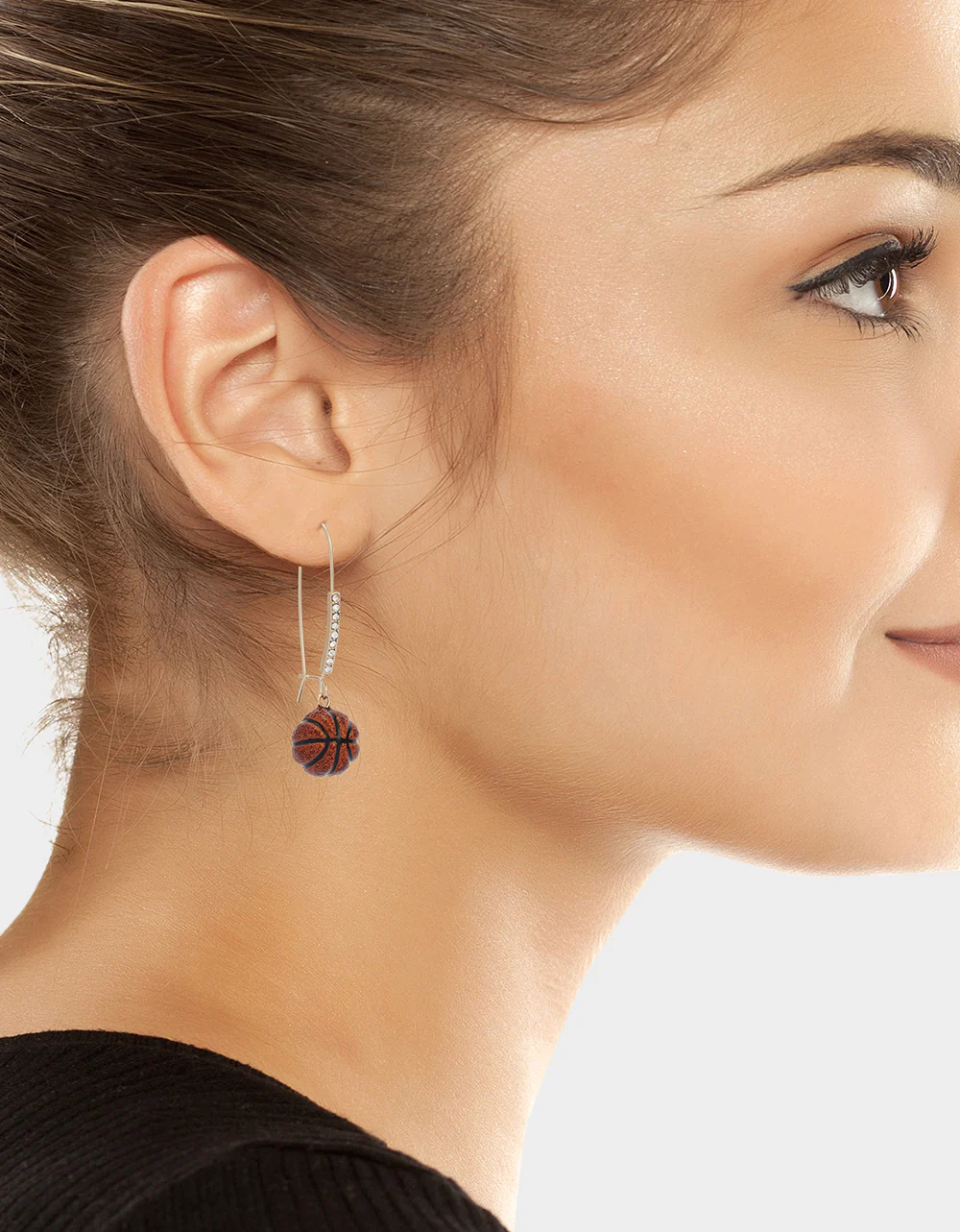 BASKETBALL SHEPHERD HOOK EARRINGS ORANGE - Image 3