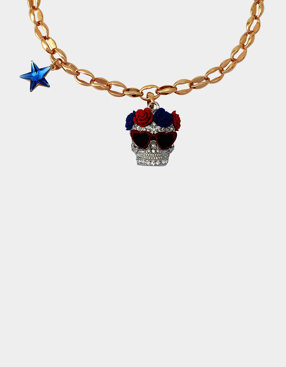 AMERICANA SKULL PENDANT NECKLACE RED - Image 4