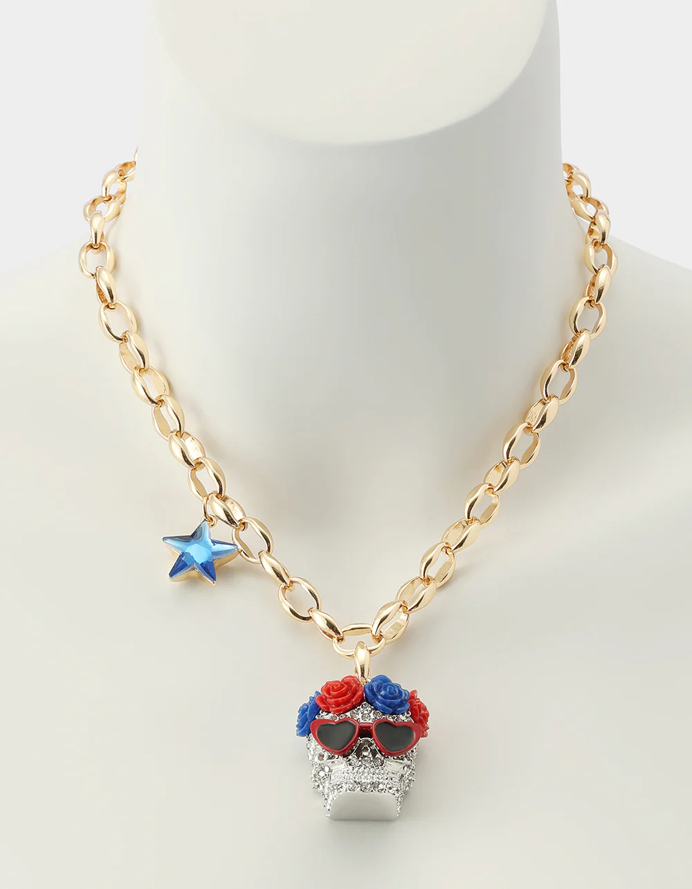 AMERICANA SKULL PENDANT NECKLACE RED - Image 5