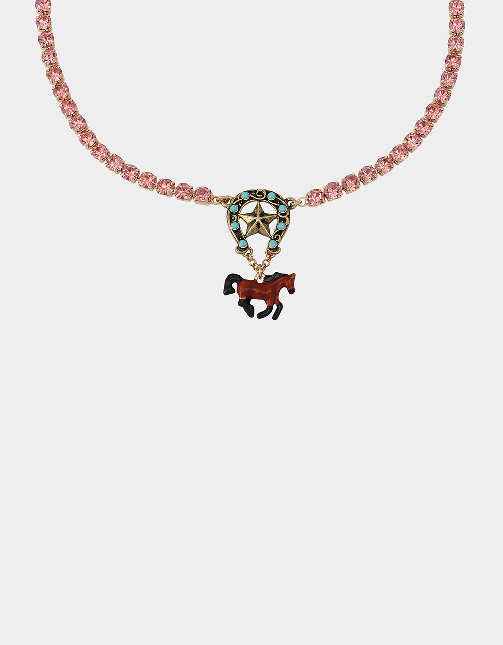 HORSE SHORT PENDANT NECKLACE BROWN - Image 3