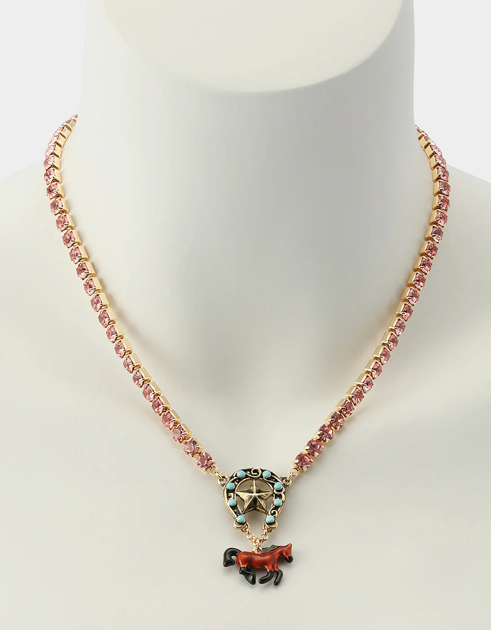 HORSE SHORT PENDANT NECKLACE BROWN - Image 4