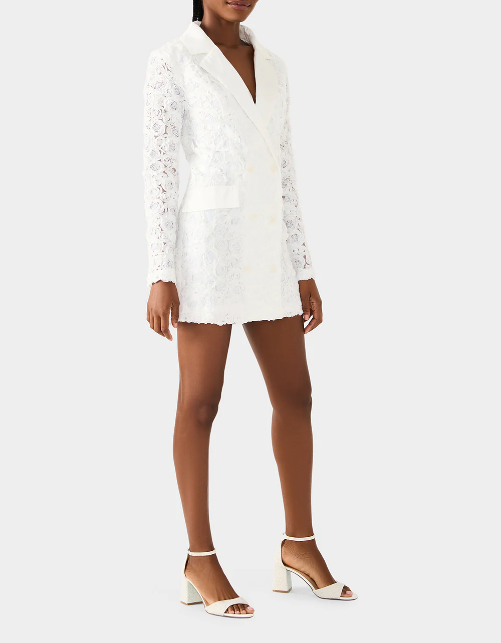 ROSETTE BLAZER DRESS WHITE - Image 5