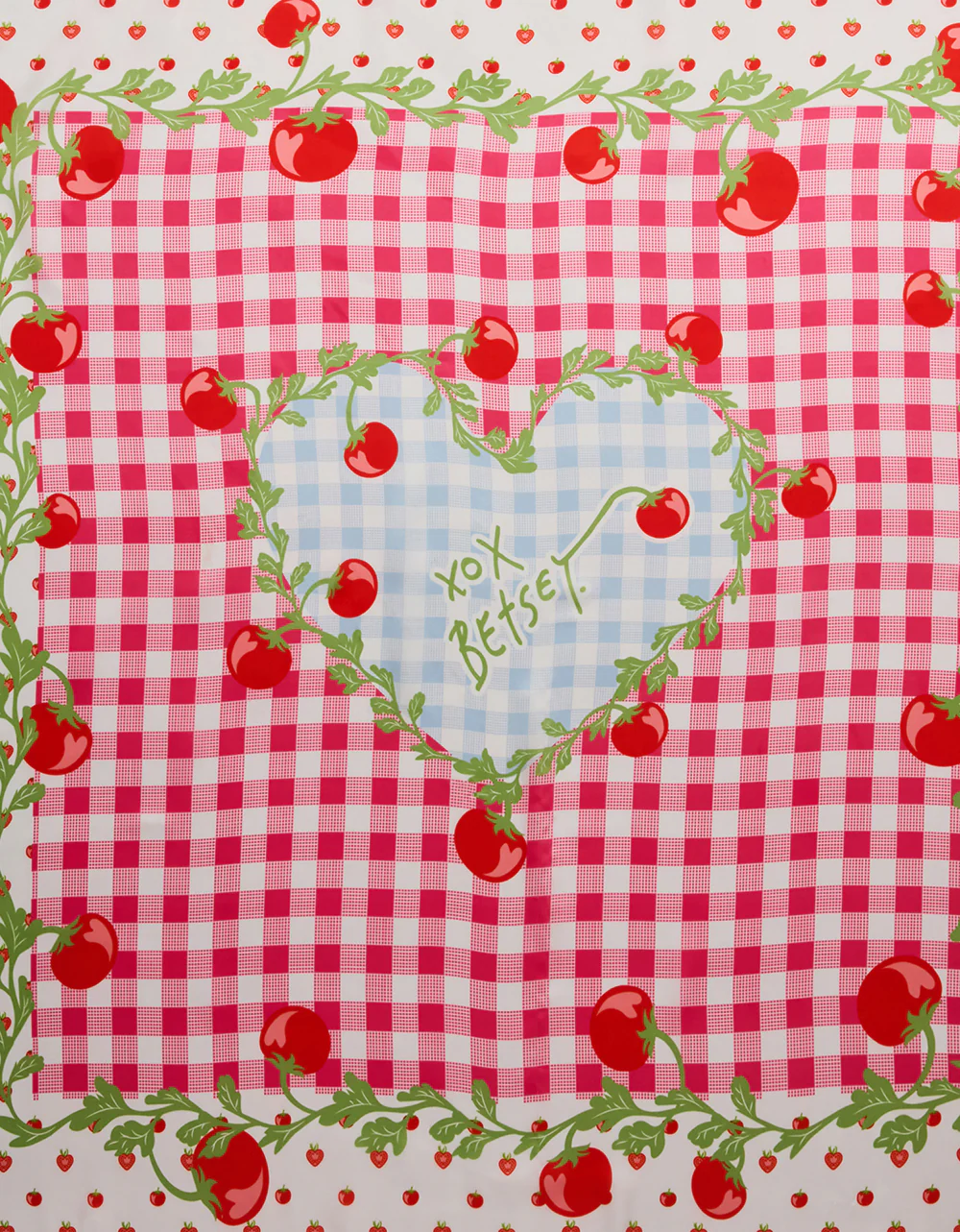 TOMATO GINGHAM SQUARE SCARF 35" x 35" RED BLUE - Image 4