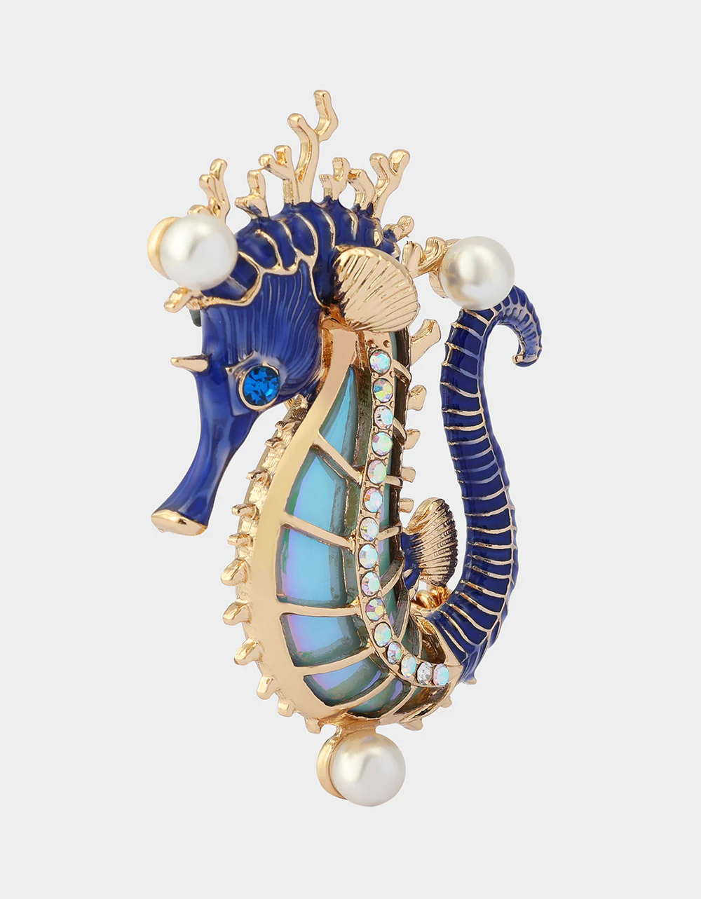 SEAHORSE BROOCH BLUE - Image 3