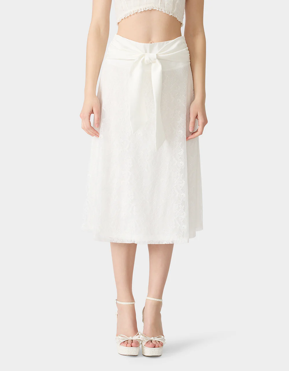 TIE ME LACE MIDI SKIRT WHITE - Image 2