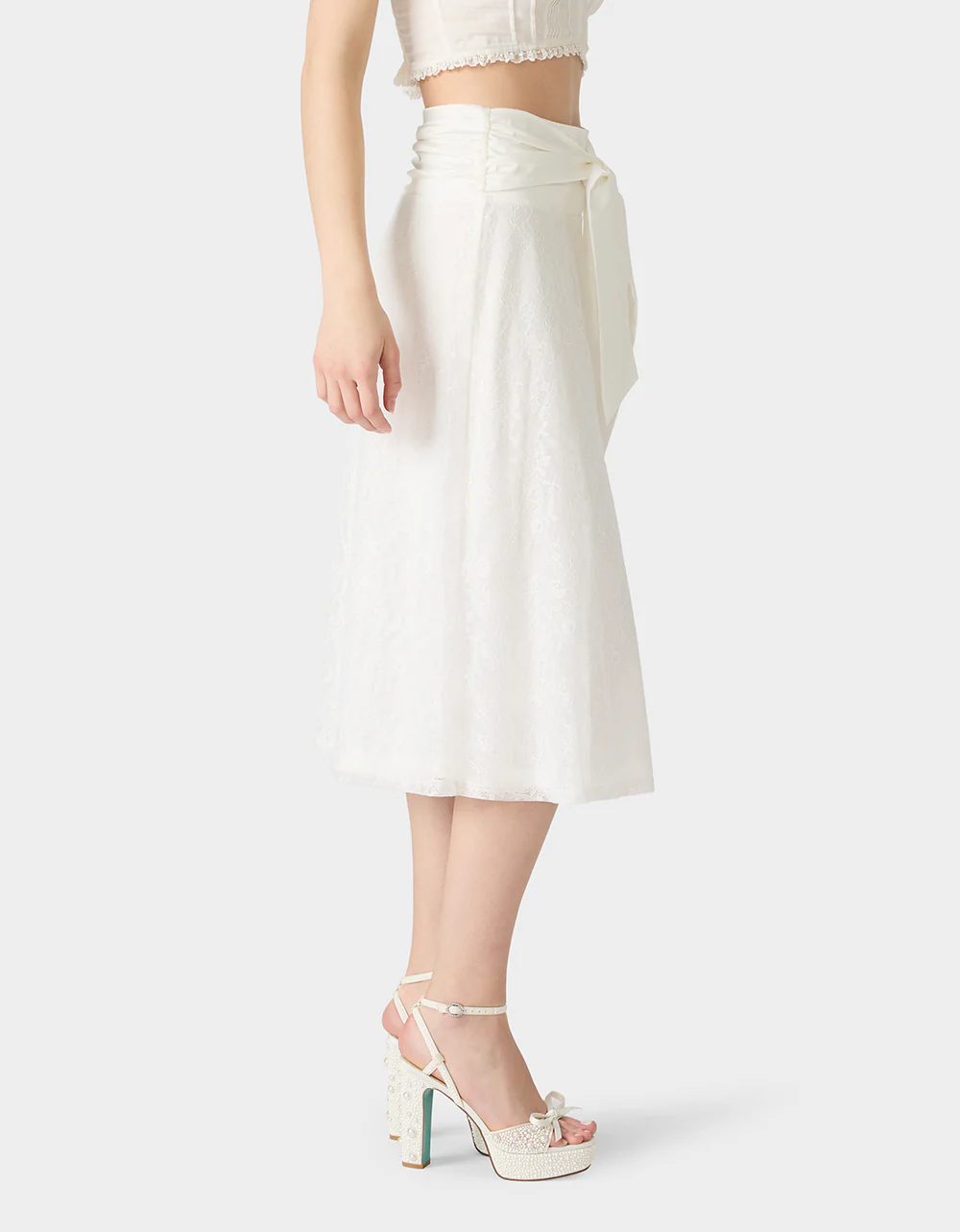 TIE ME LACE MIDI SKIRT WHITE - Image 5