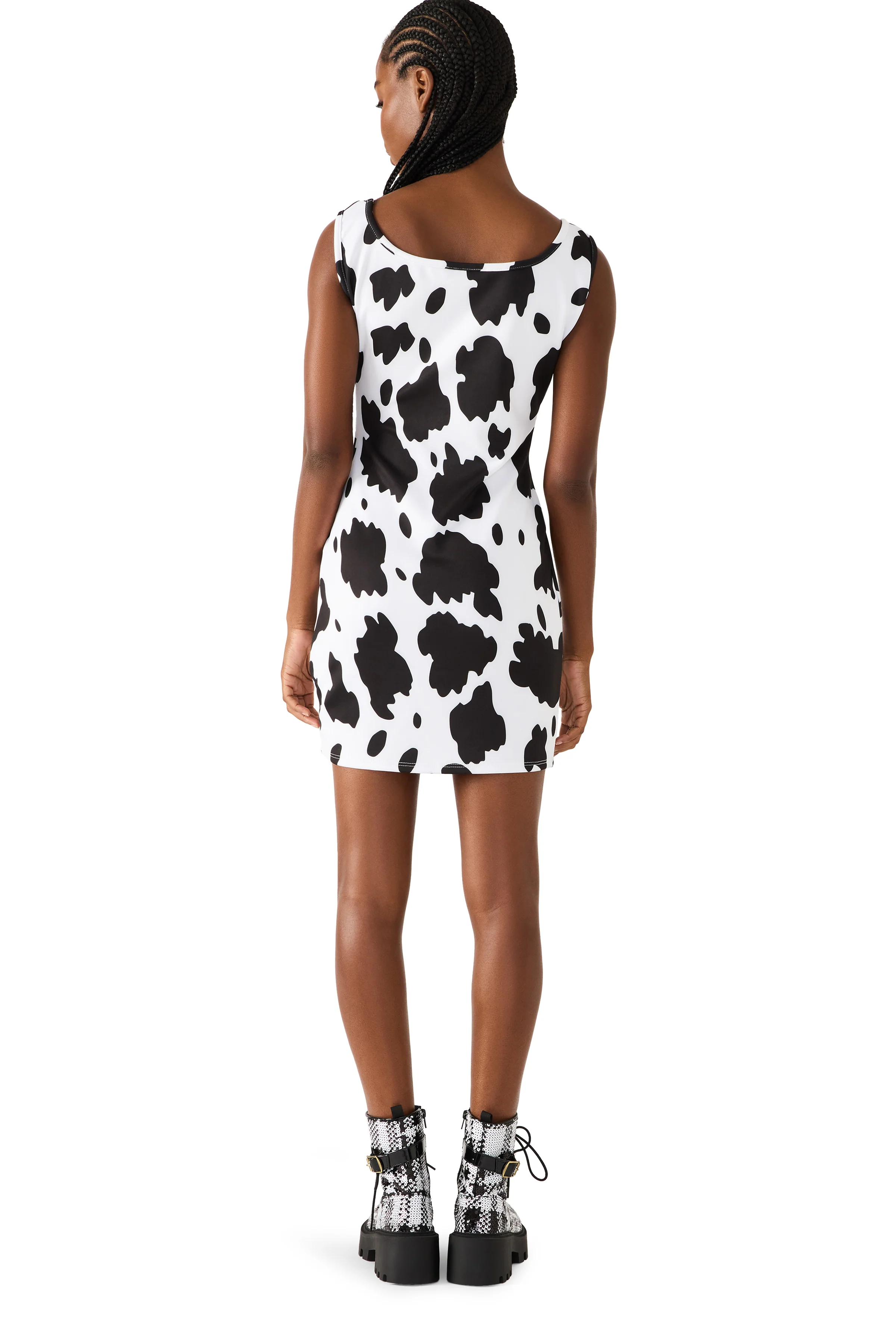 BETSEY COW PRINT DRESS BLACK/WHITE - Image 5