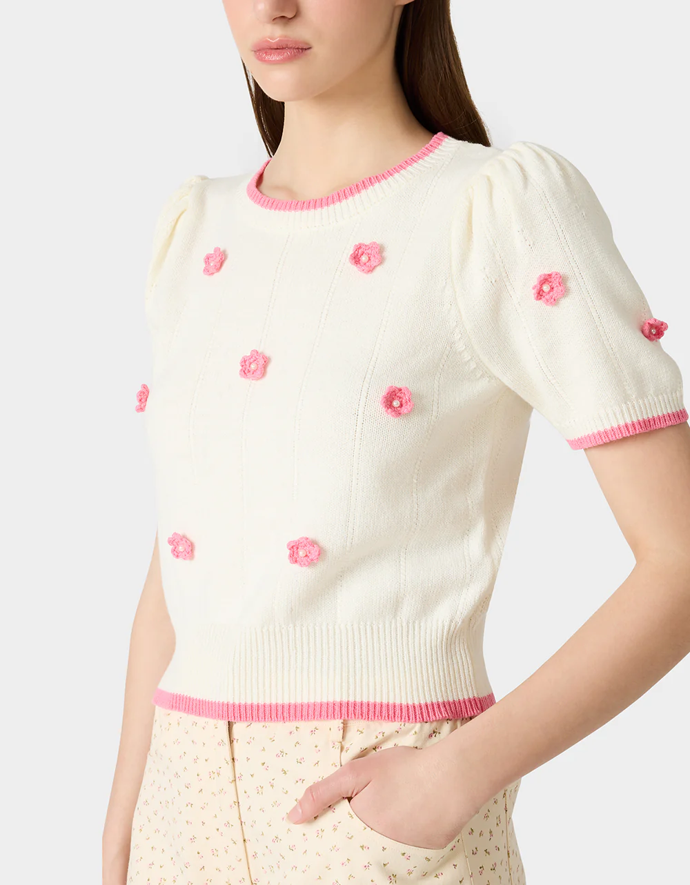 PETAL POP KNIT TOP OFF WHITE - Image 4