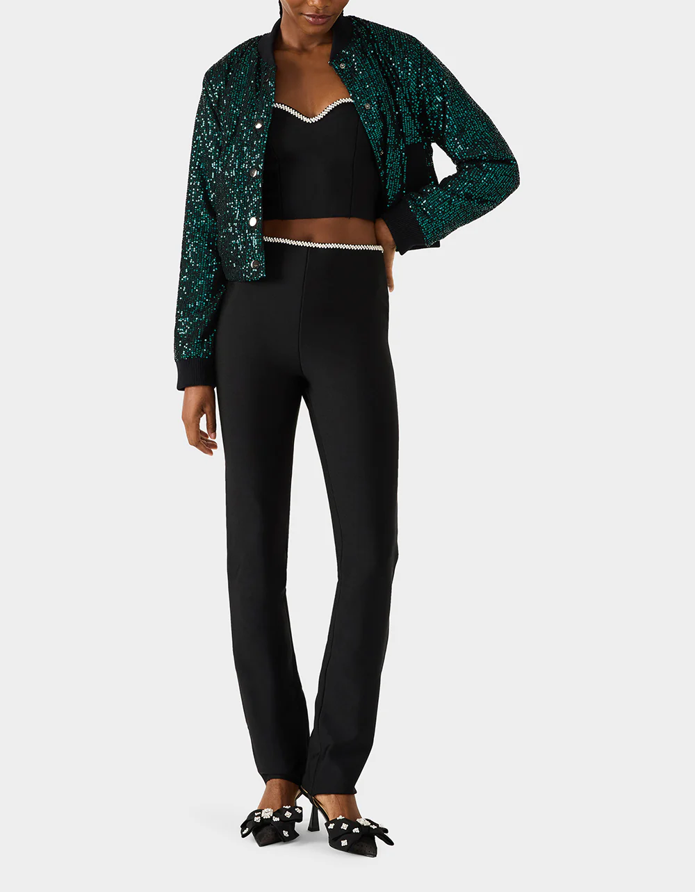 GLITTERATI BOMBER JACKET EMERALD GREEN - Image 3