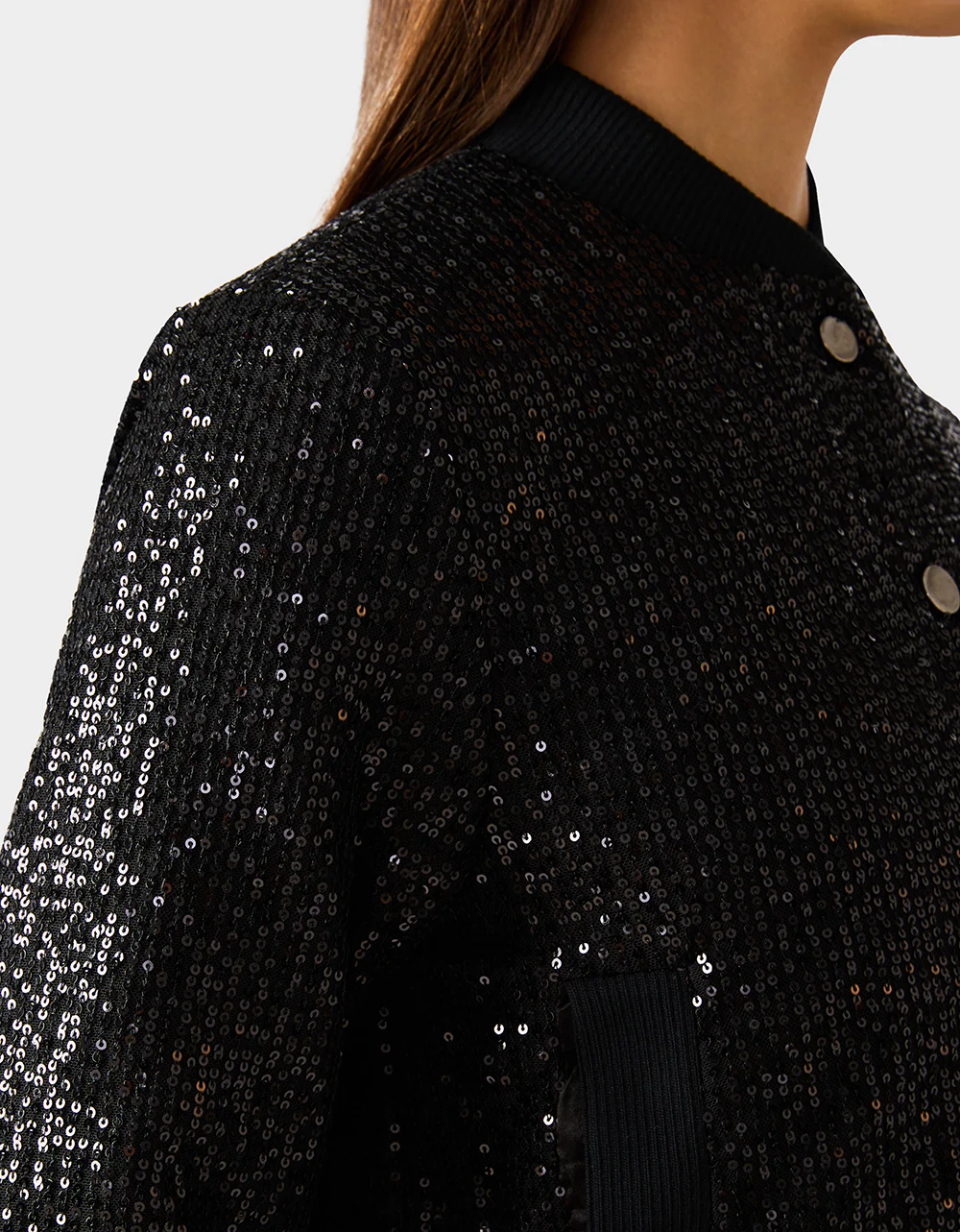 GLITTERATI BOMBER JACKET BLACK SEQUIN - Image 6