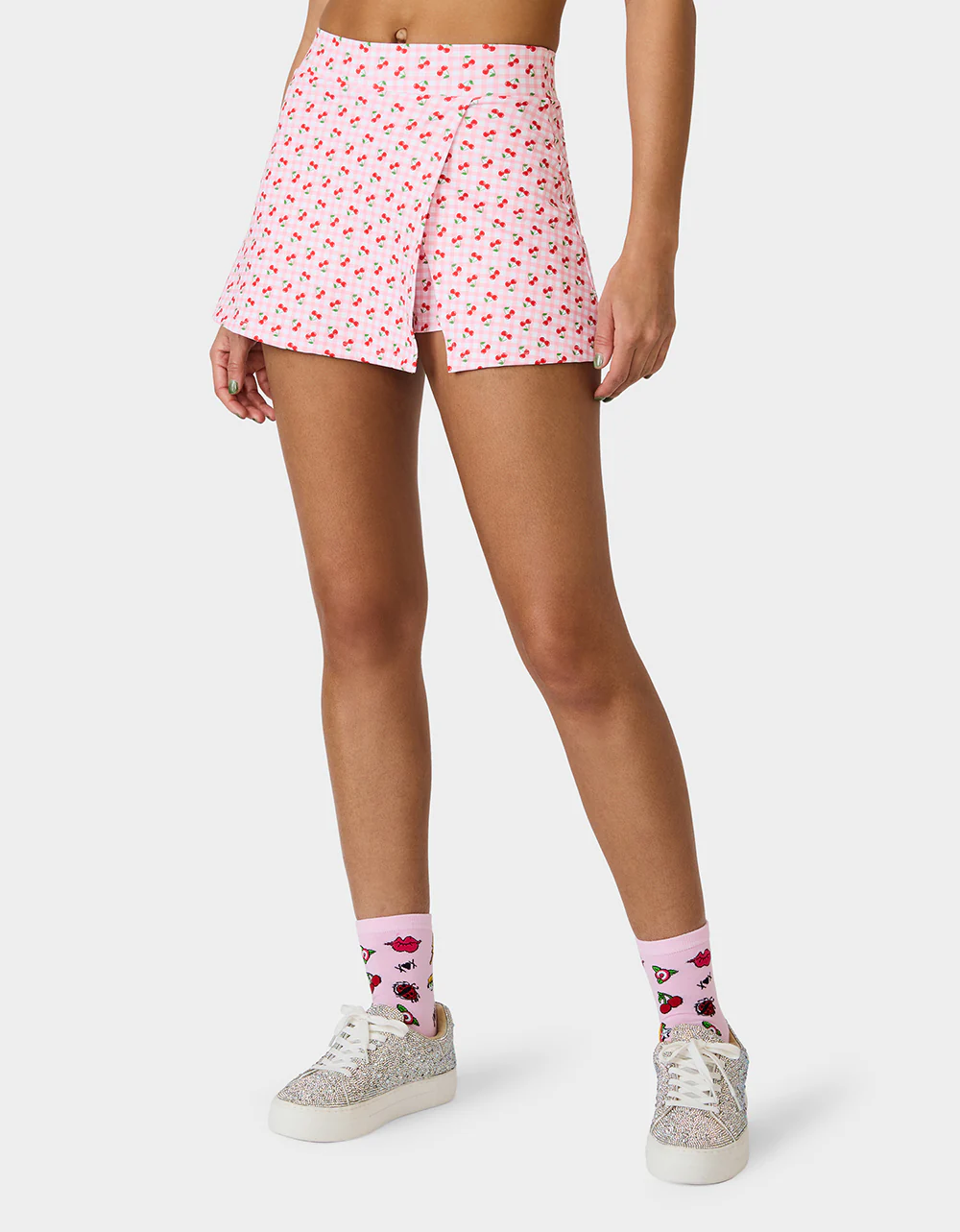CHERRY GINGHAM SIDE SLIT SKORT PINK MULTI - Image 3