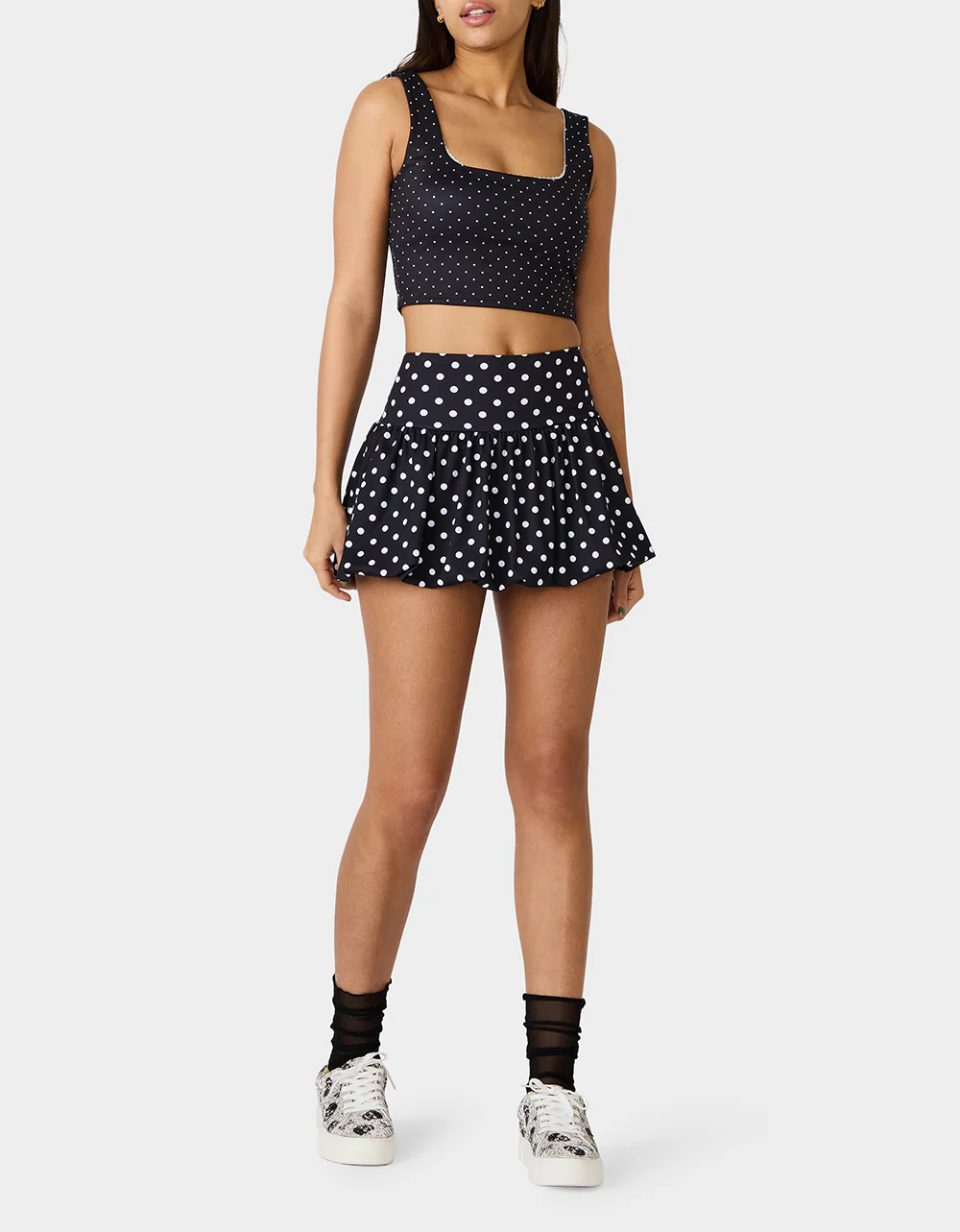 POLKA DOT PRINT BUBBLE SKIRT BLACK MULTI - Image 7