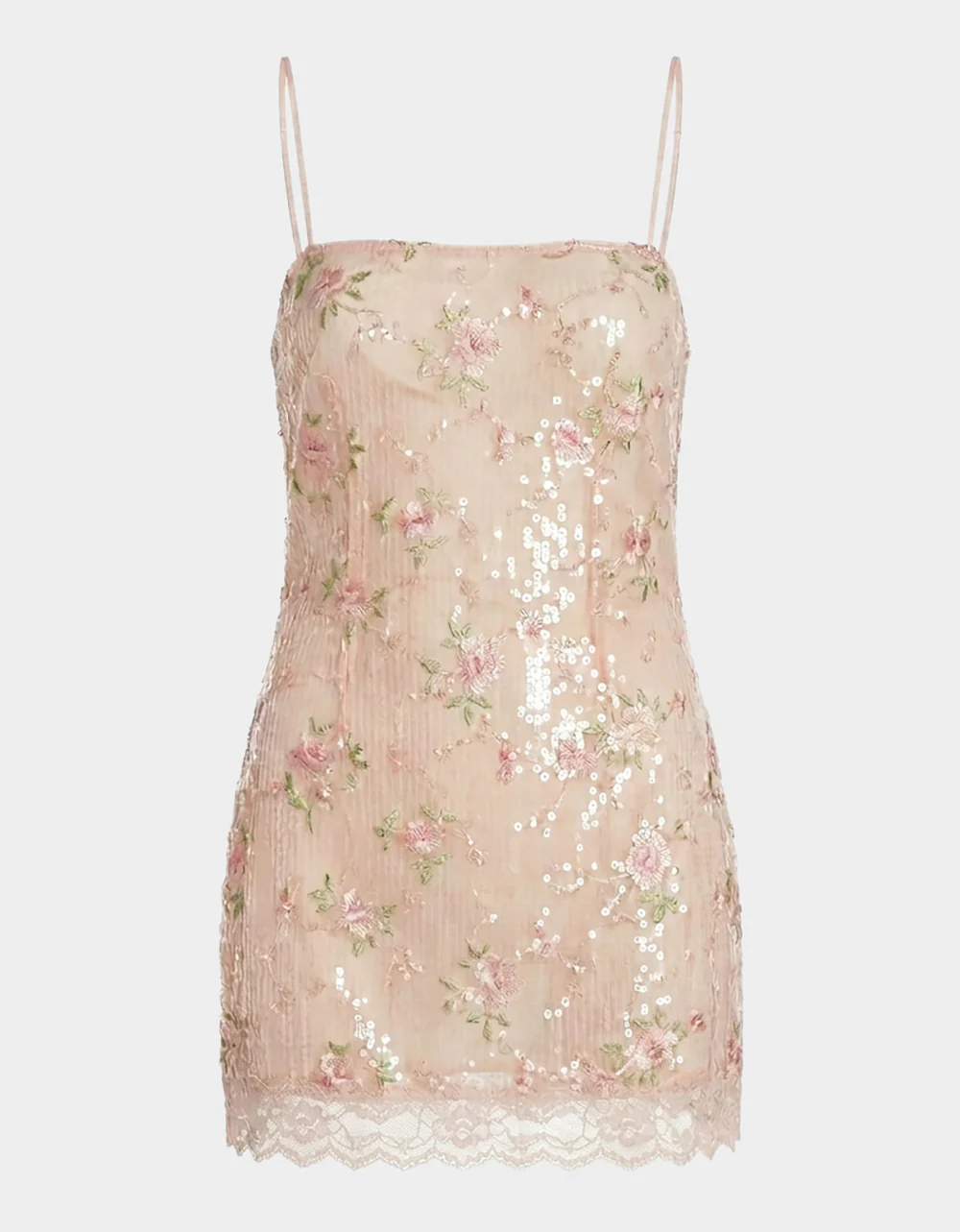 FLORAL BLUR SEQUIN DRESS PINK MULTI - Image 2