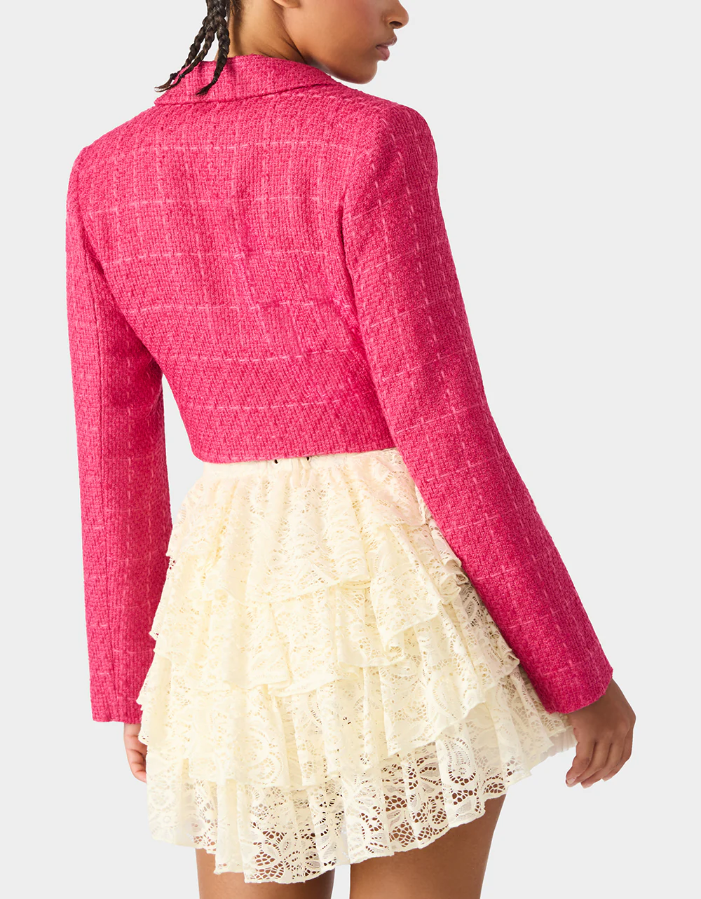 TWEED CROPPED BLAZER HOT PINK - Image 5