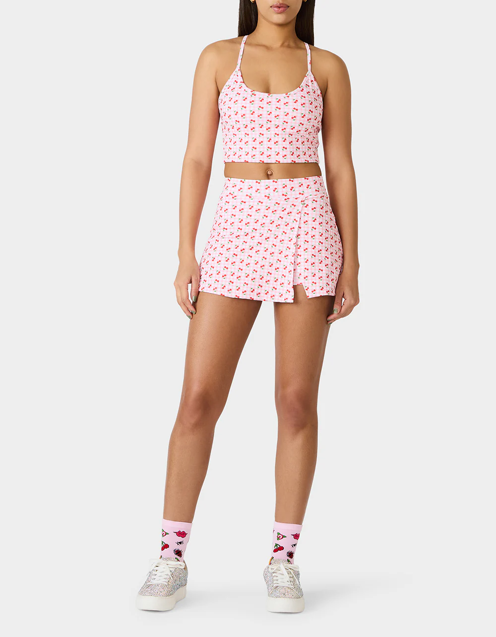 CHERRY GINGHAM RACERBACK TOP PINK MULTI - Image 7