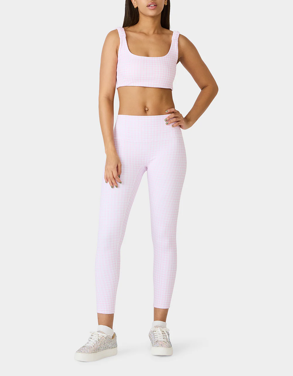 GINGHAM PRINT HIGHRISE LEGGING PINK MULTI - Image 8