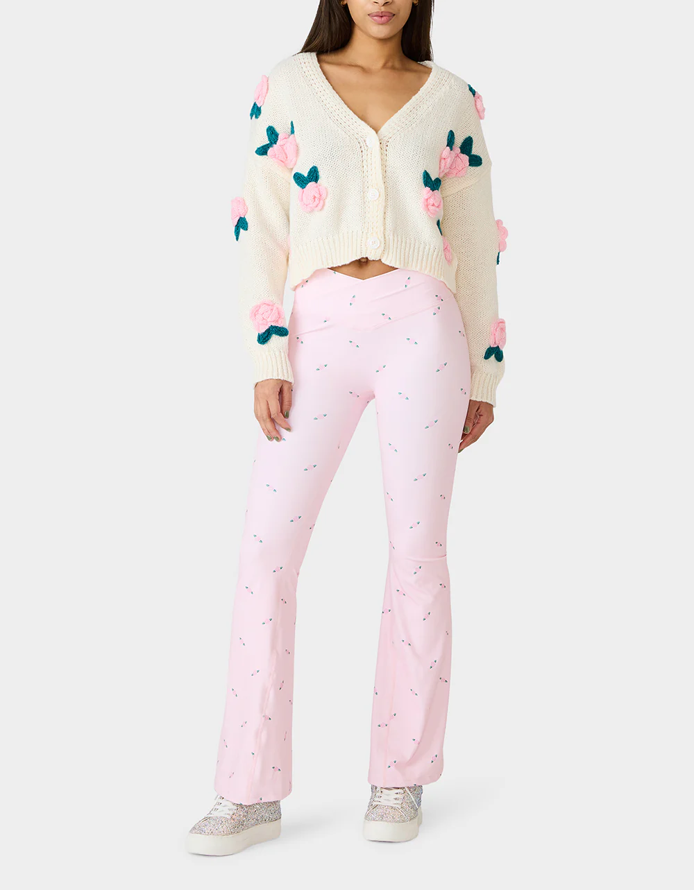 ROSE PRINT CROSSOVER LEGGINGS PINK ROSE - Image 8